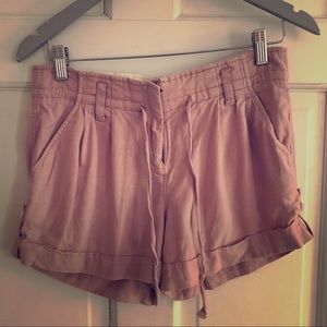 J. Crew Pink Linen Zip / Tie Shorts